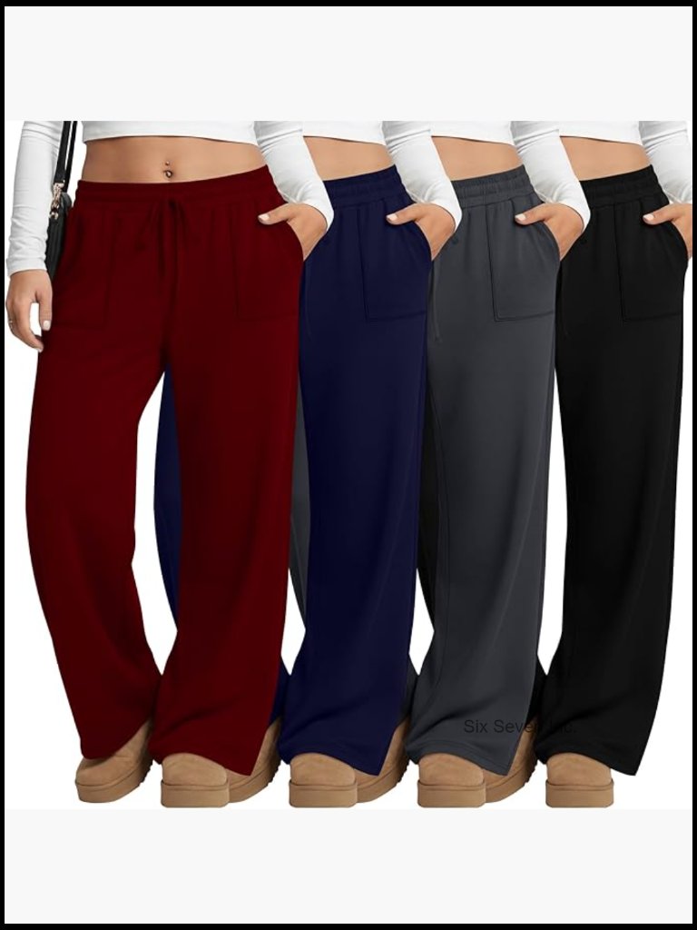 Plus Size Drawstring Yoga Pants With Pockets Wide Leg Sweatpants Lounge